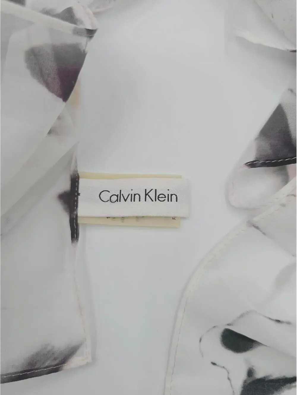Vintage Calvin Klein Sheer Abstract Scarf Gray Black Purple Wrap Shawl 72x25